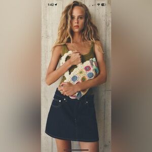 Zara embroidered shoulder bag